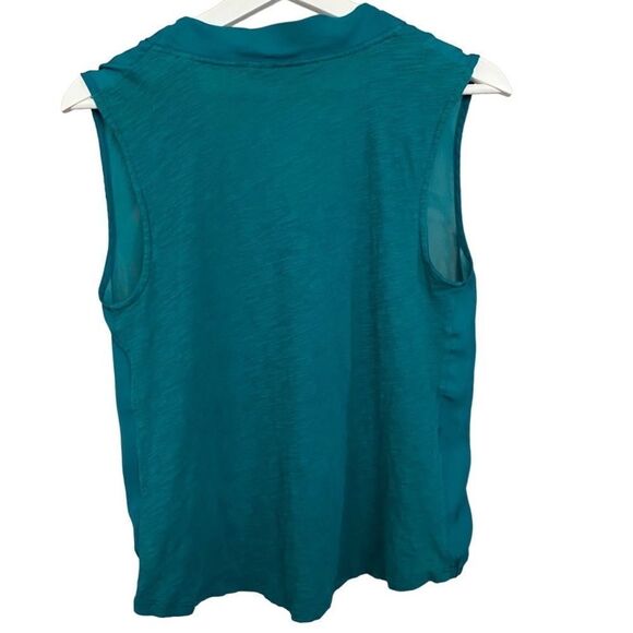 Deletta Anthropologie Teal Rivulet Draped Front Sleeve Blouse Medium - Picture 3 of 4